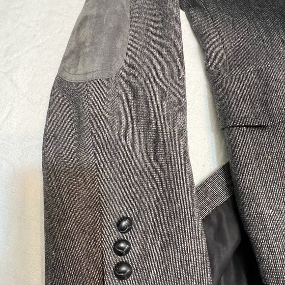 Pendleton 46 Tall Blazer Jacket Wool Tweed Western Elbow Patches Gray Suede VTG - Picture 10 of 12